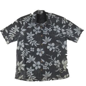 Tommy Bahama Hawaiian Shirt Mens XL* Charcoal Silk Floral Short Sleeve Button Up